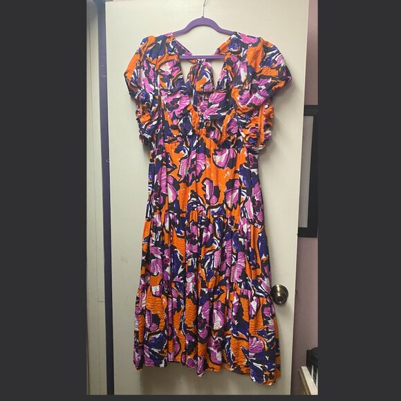 by Anthropologie Puff-Sleeve Back Tie Dress - Size 2X - Picture 3 of 6